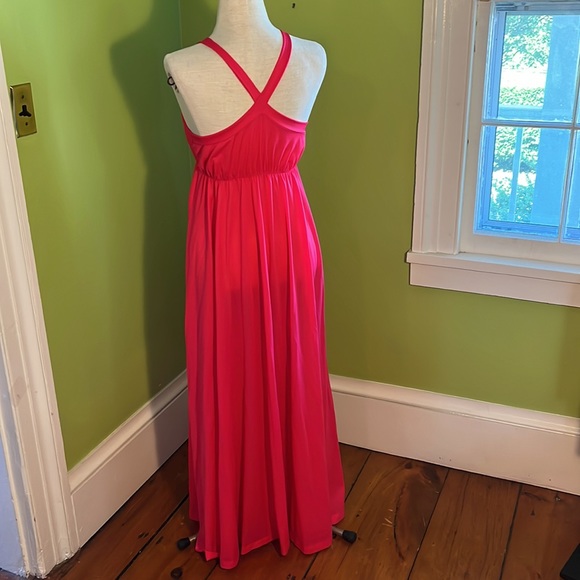 vintage 70s John Kloss hot pink t back gown - Picture 4 of 6